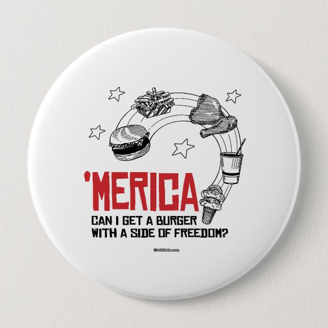 Chapa Redonda De 10 Cm Merica - ¿Puedo conseguir una hamburguesa con un l (Anverso)