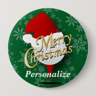 Chapa Redonda De 10 Cm Merry Christmas Golf Ball