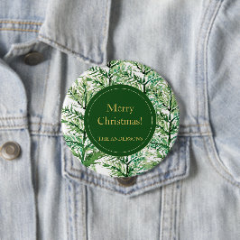 Chapa Redonda De 10 Cm Merry Christmas Watercolor Art Tree personalizado