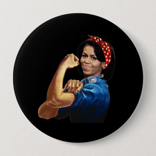 CHAPA REDONDA DE 10 CM MICHELLE THE RIVETER (Anverso)