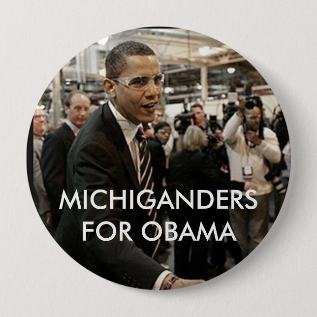 CHAPA REDONDA DE 10 CM MICHIGANDERS PARA OBAMA (Anverso)