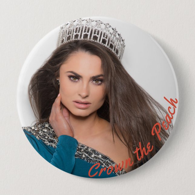 Chapa Redonda De 10 Cm Miss Ga USA- Crown the Peach (Anverso)