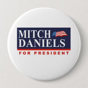 Chapa Redonda De 10 Cm MITCH DANIELS PARA el PRESIDENTE (bandera)