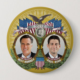 Chapa Redonda De 10 Cm Mitt Romney Paul Ryan Photo
