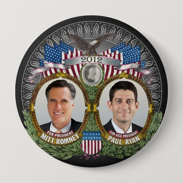 Chapa Redonda De 10 Cm Mitt Romney Paul Ryan Photo (Anverso)