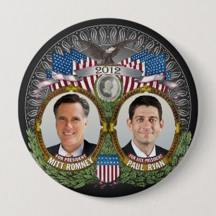 Chapa Redonda De 10 Cm Mitt Romney Paul Ryan Photo