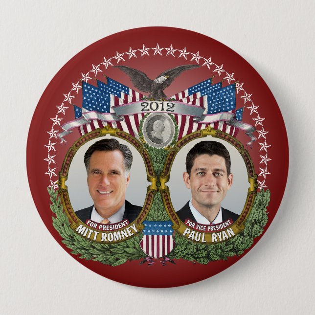 Chapa Redonda De 10 Cm Mitt Romney Paul Ryan Photo (Anverso)