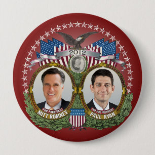 Chapa Redonda De 10 Cm Mitt Romney Paul Ryan Photo