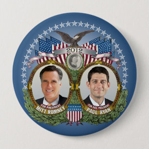 Chapa Redonda De 10 Cm Mitt Romney Paul Ryan Photo