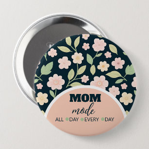 Chapa Redonda De 10 Cm Modern Pink Wildflowers Pattern