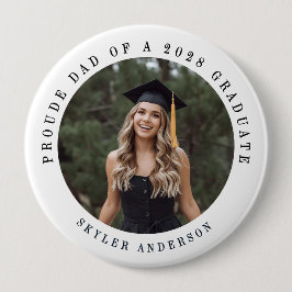Chapa Redonda De 10 Cm Modern Script Proud Dad Senior Photo Graduation 