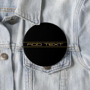 Chapa Redonda De 10 Cm Moderno texto dorado y rayas elegantes editables