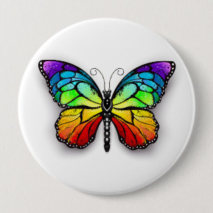 Chapa Redonda De 10 Cm Monarca de mariposa arcoiris