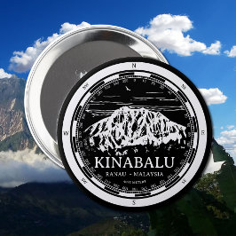 Chapa Redonda De 10 Cm Monte Kinabalu - Ilustracion Ranau Malaysia Sabah