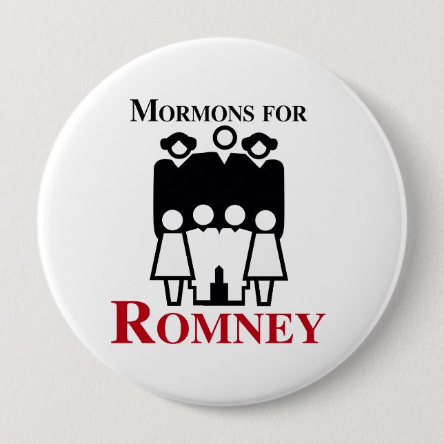 Chapa Redonda De 10 Cm Mormones para Romney.png (Anverso)