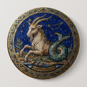 Chapa Redonda De 10 Cm Mosaico Estilo Antiguo Zodíaco Capricornio
