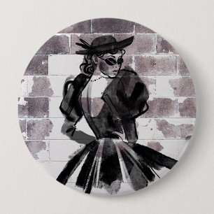 Chapa Redonda De 10 Cm "Musa de la calle - Moda en la pared"