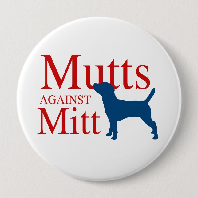 Chapa Redonda De 10 Cm Mutts contra Mitt (Anverso)