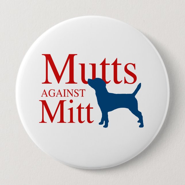 Chapa Redonda De 10 Cm Mutts contra Mitt (Anverso)