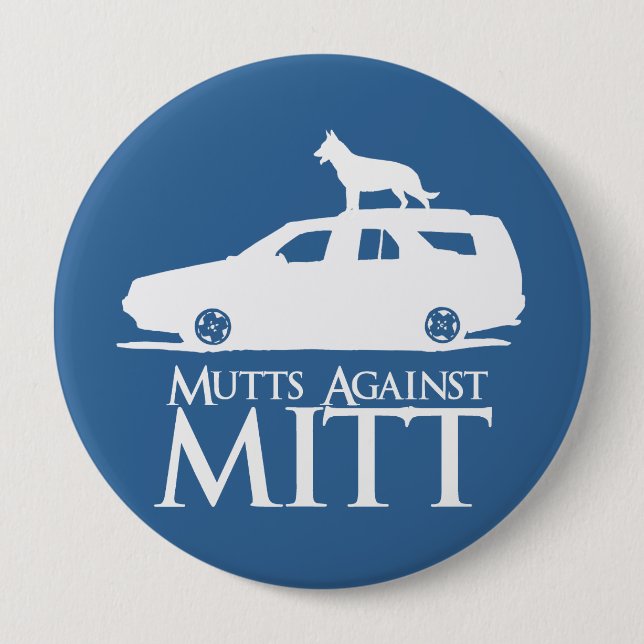 Chapa Redonda De 10 Cm Mutts contra Mitt Romney .png (Anverso)