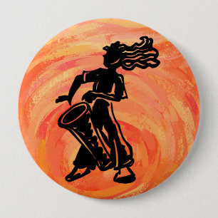 Chapa Redonda De 10 Cm Naranja del tambor de las noches de boogie en Nuev