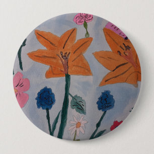Chapa Redonda De 10 Cm Naranja Lilies Badge