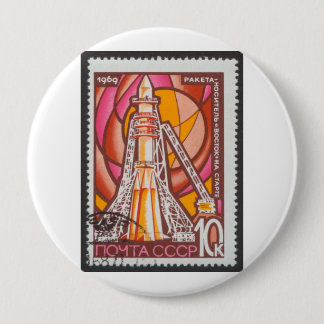 Chapa Redonda De 10 Cm Nave espacial de Vostok en el sello 1969 de URSS