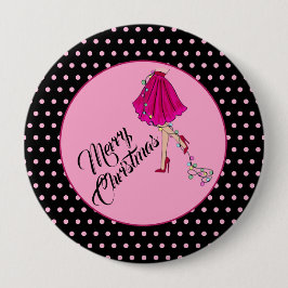 Chapa Redonda De 10 Cm Navidad Glam Rosa 