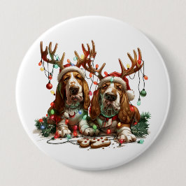 Chapa Redonda De 10 Cm Navidades Basset Hound Dogs