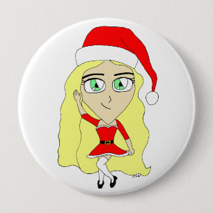 Chapa Redonda De 10 Cm Navidades chibi