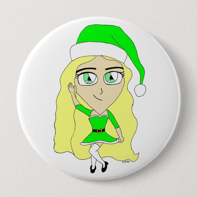 Chapa Redonda De 10 Cm Navidades chibi (Anverso)