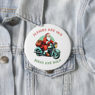 Chapa Redonda De 10 Cm Navidades de motocicleta Santas Joyride