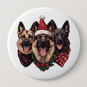 Chapa Redonda De 10 Cm Navidades German Shepherd Dogs