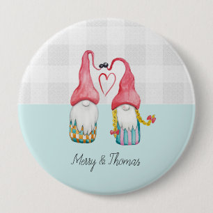 Chapa Redonda De 10 Cm Navidades se enamora con acuarela pintada a mano