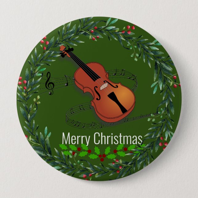 Chapa Redonda De 10 Cm Navidades Violin Music (Anverso)