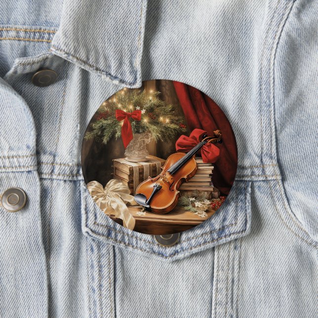 Chapa Redonda De 10 Cm Navidades Violin Music (In situ)