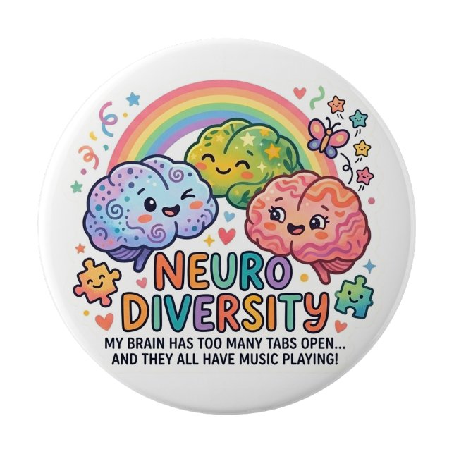 Chapa Redonda De 10 Cm Neuro Diversity Funny Pin button (Neuro Diversity Funny Pin button)