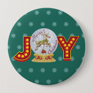Chapa Redonda De 10 Cm Nevada vintage de Navidad globo de renos copos de 