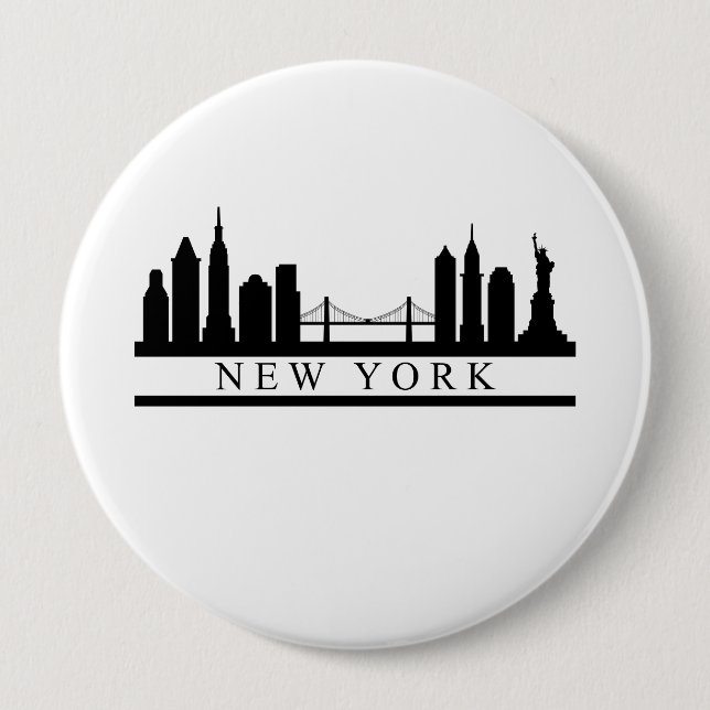 Chapa Redonda De 10 Cm New York Skyline (Anverso)