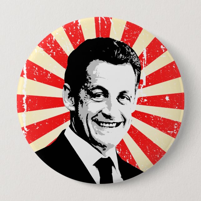 Chapa Redonda De 10 Cm Nicolas Sarkozy (Anverso)