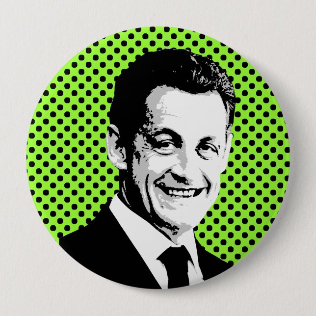 Chapa Redonda De 10 Cm Nicolas Sarkozy (Anverso)