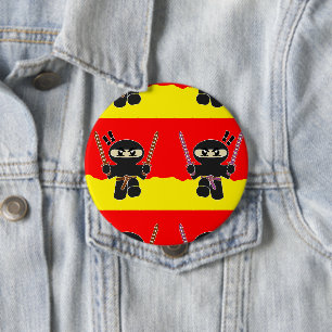 Chapa Redonda De 10 Cm ninjas enojadas