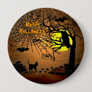 Chapa Redonda De 10 Cm Noche de Halloween, ¡Feliz Halloween!