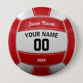 Chapa Redonda De 10 Cm Nombre del hincha de voleibol Año Equipo Rojo