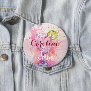 Chapa Redonda De 10 Cm Nombre Personalizado Despedida de Soltera Rosa Cla
