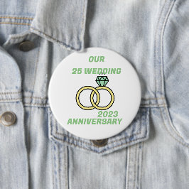Chapa Redonda De 10 Cm Nuestro 25 aniversario de bodas