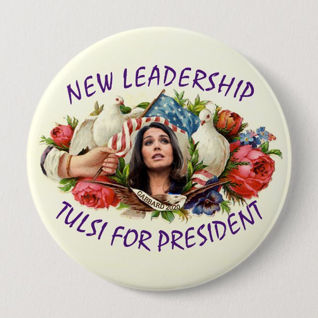 Chapa Redonda De 10 Cm Nuevo líder: Tulsi para presidente (Anverso)