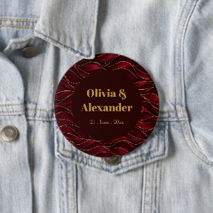 Chapa Redonda De 10 Cm Olas de mármol rojo burgundy elegantes con acento