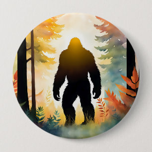 Chapa Redonda De 10 Cm Paisaje Colorido de Otoño Sasquatch