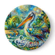 Pájaro pelicano personalizado en floral de Wonderl